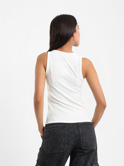Embroidered Cropped Halter neck Tee