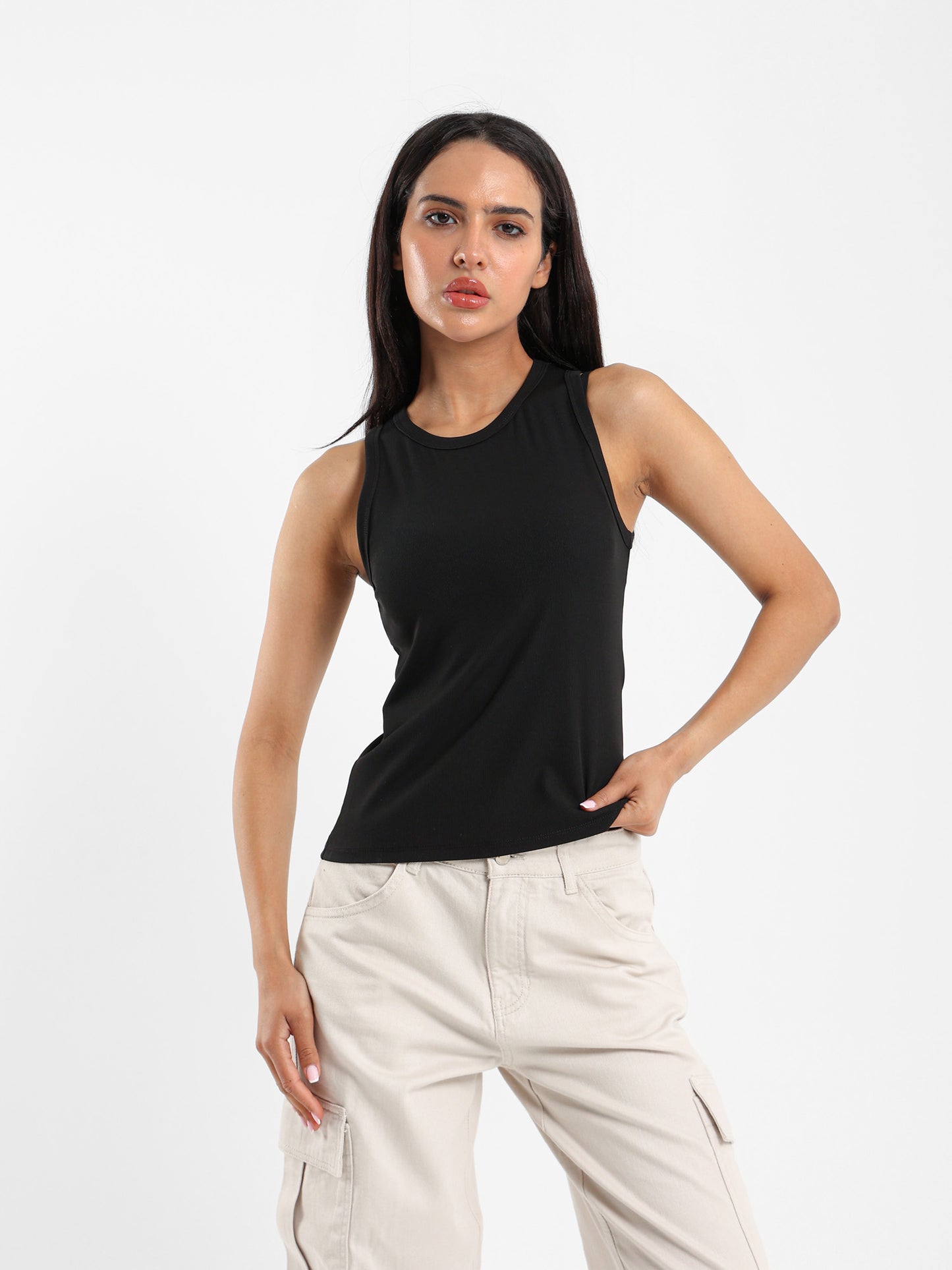 Slim Ribbed Halter Neck Top
