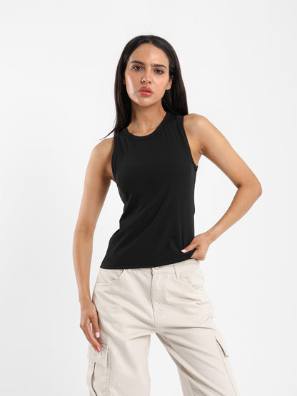Slim Ribbed Halter Neck Top