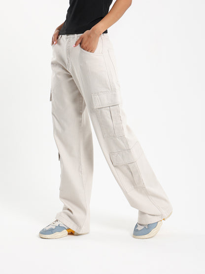 Wide Leg Cargo Gabardine Pants