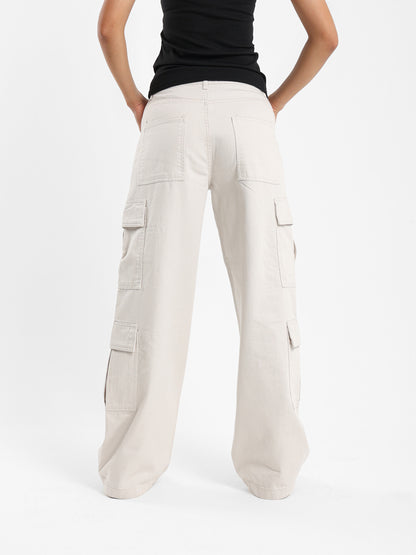 Wide Leg Cargo Gabardine Pants