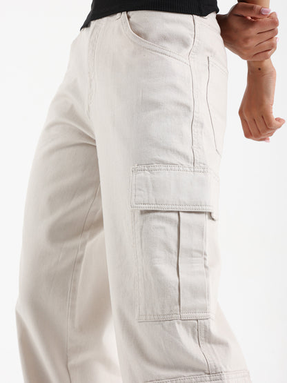 Wide Leg Cargo Gabardine Pants