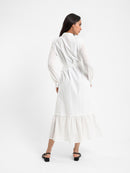Button-Front Midi Broderie Dress