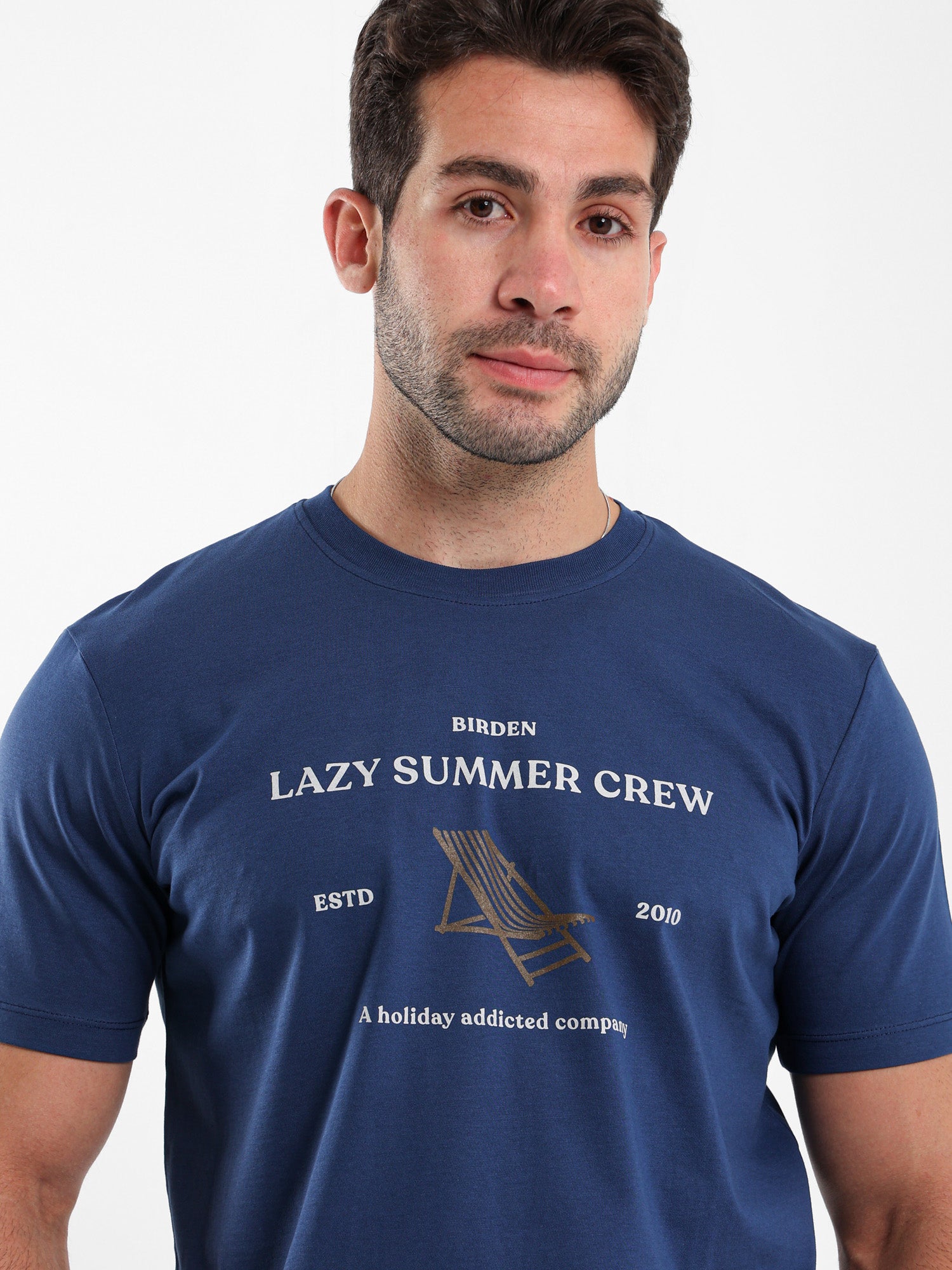 تيشيرت بقصة Lazy Summer Crew وطبعة أمامية