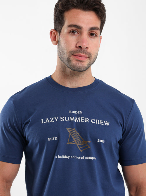 تيشيرت بقصة Lazy Summer Crew وطبعة أمامية