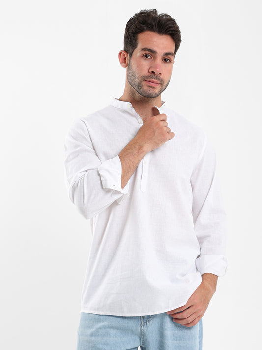 Mandarina Collar Linen Shirt