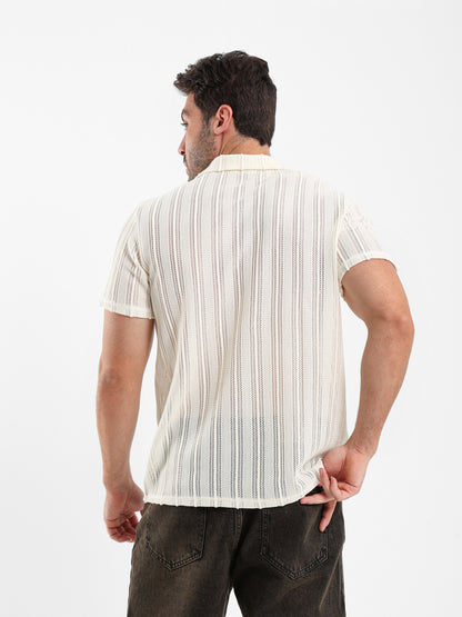 Textured Knitted Polo Shirt