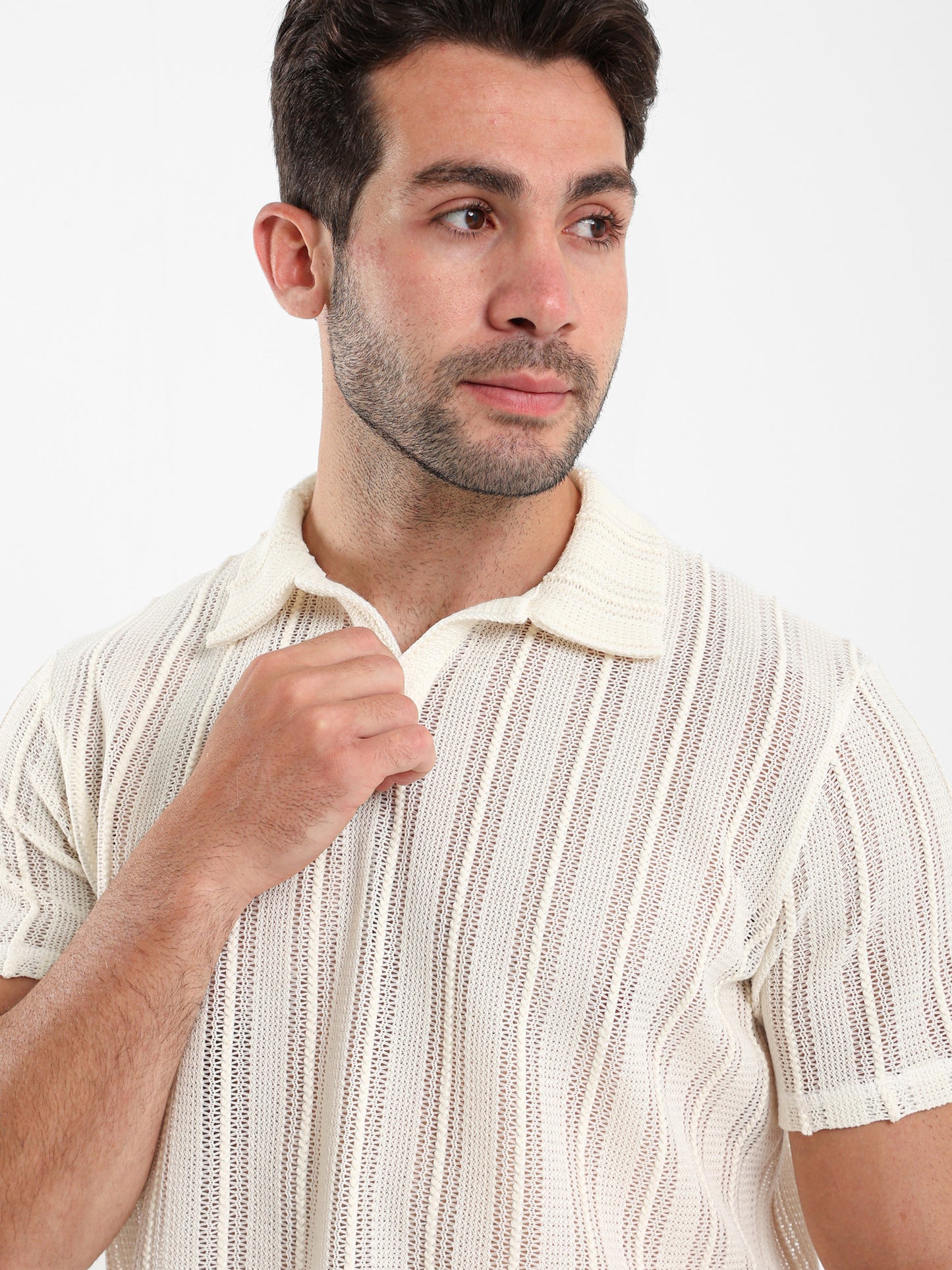 Textured Knitted Polo Shirt