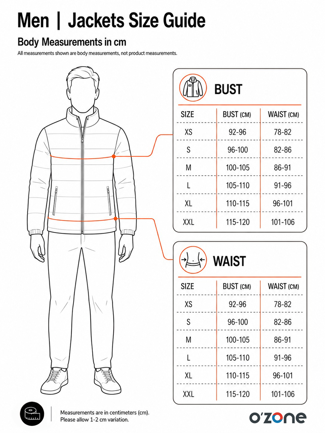 Men | Jackets Size Guide