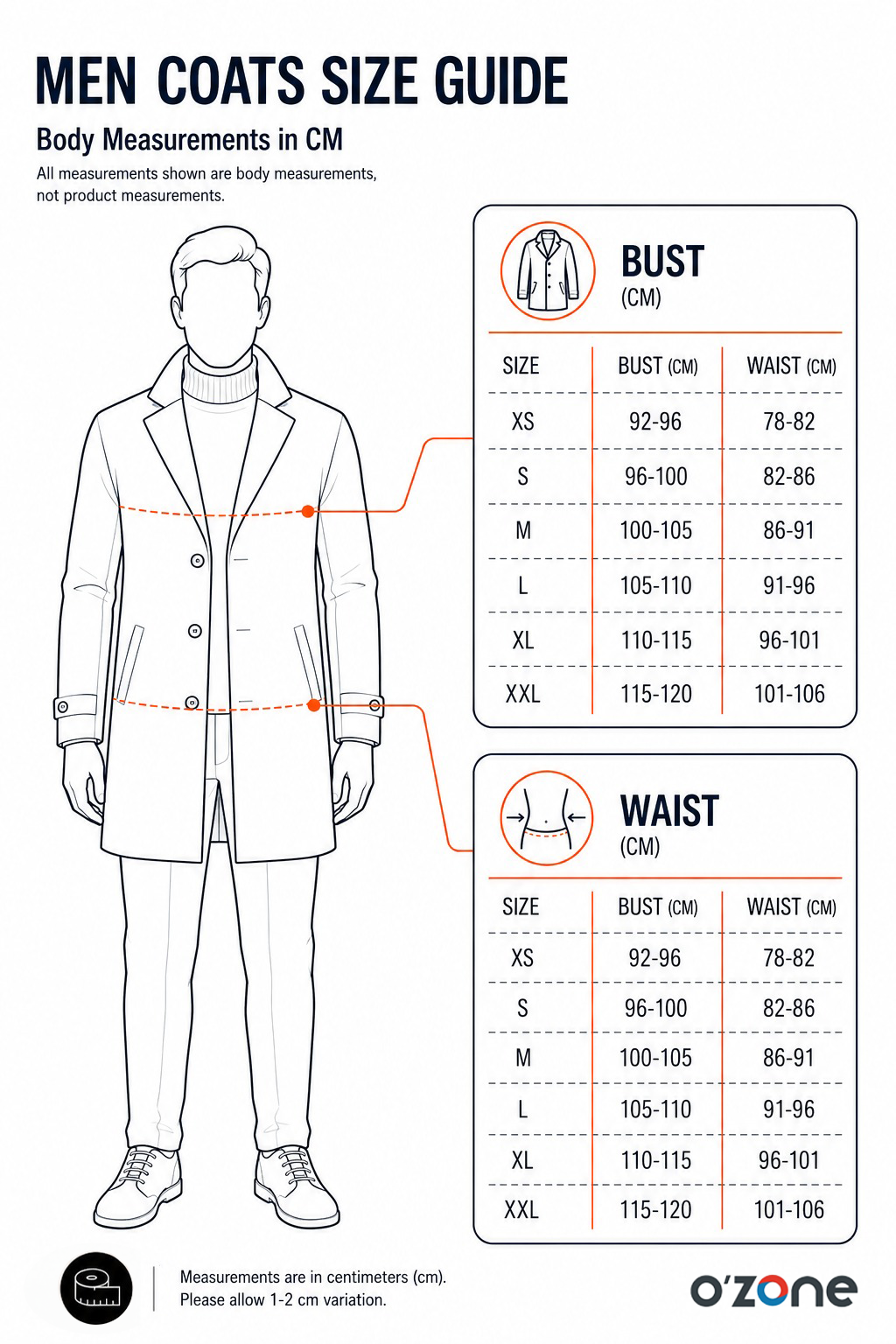 Men | Coats Size Guide