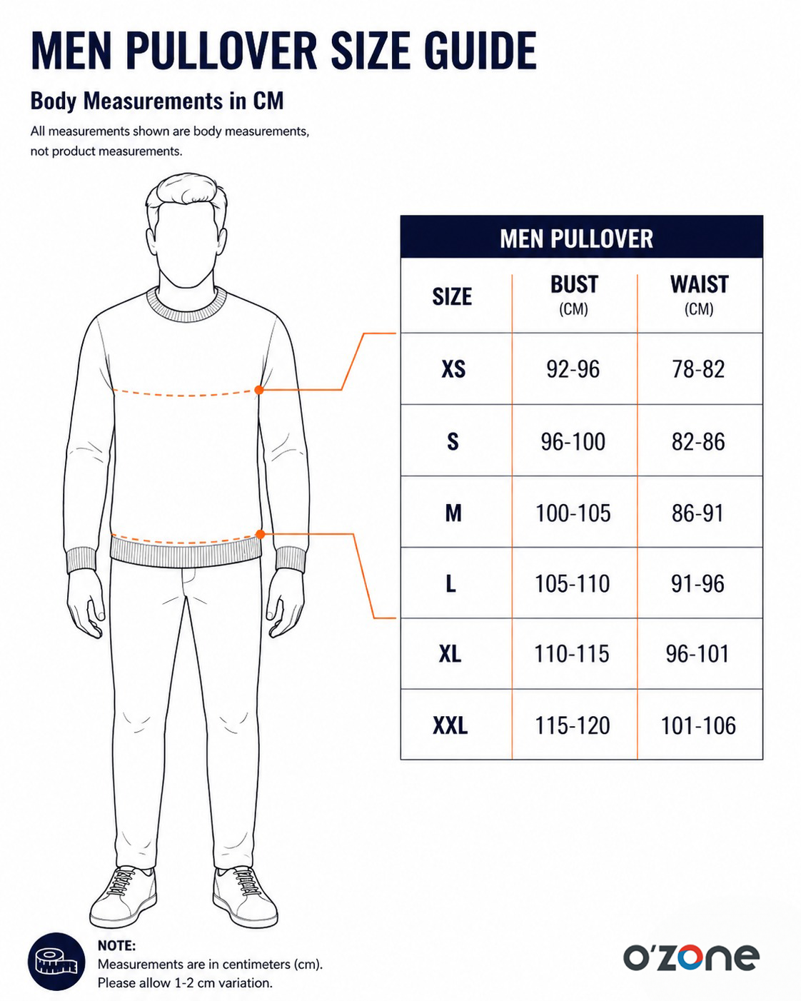 Men | Pullovers Size Guide