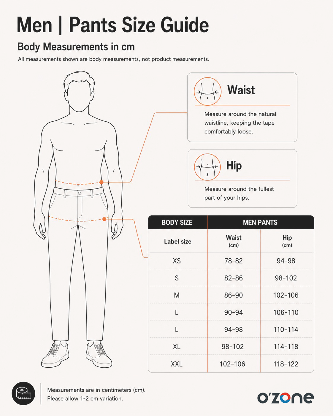 Men | Pants Size Guide