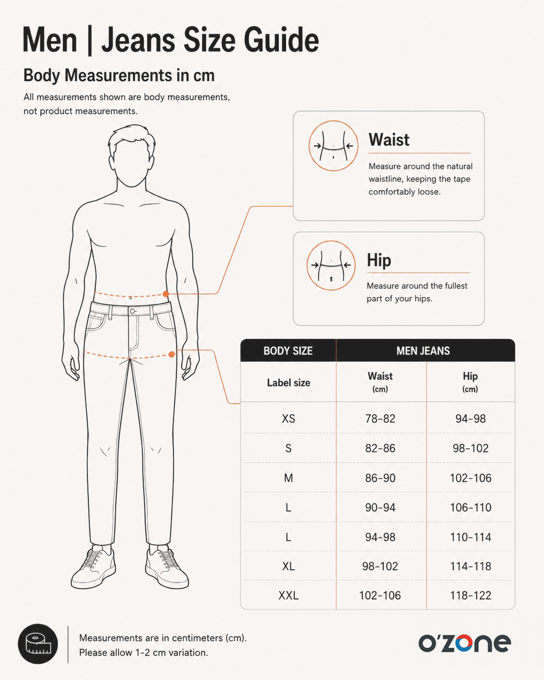 Men | Jeans Size Guide