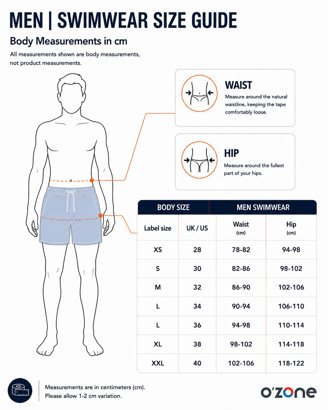 Men | Swimwear Size Guide