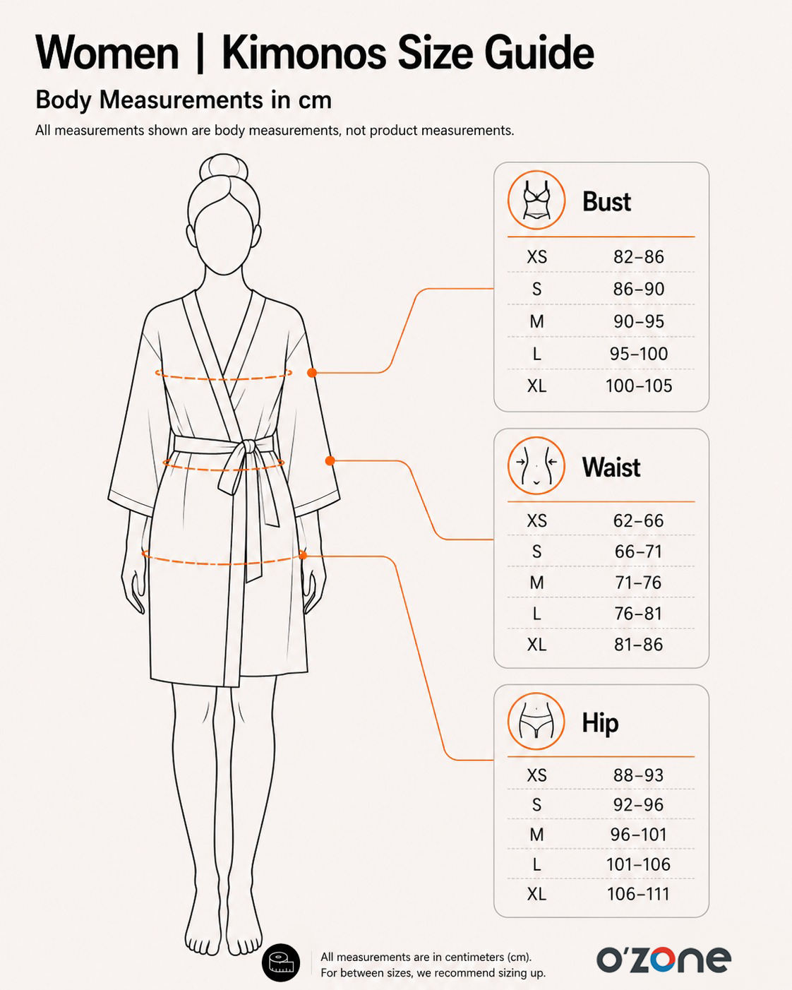 Women | Kimonos Size Guide
