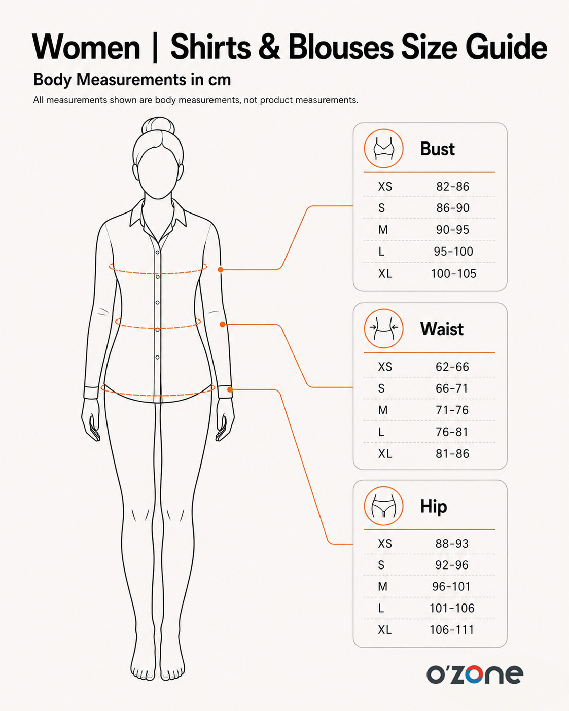 Women | Shirts & Blouses Size Guide