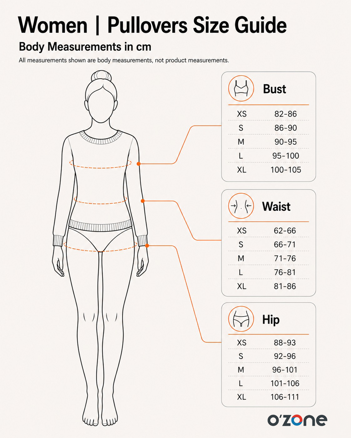 Women | Pullovers Size Guide