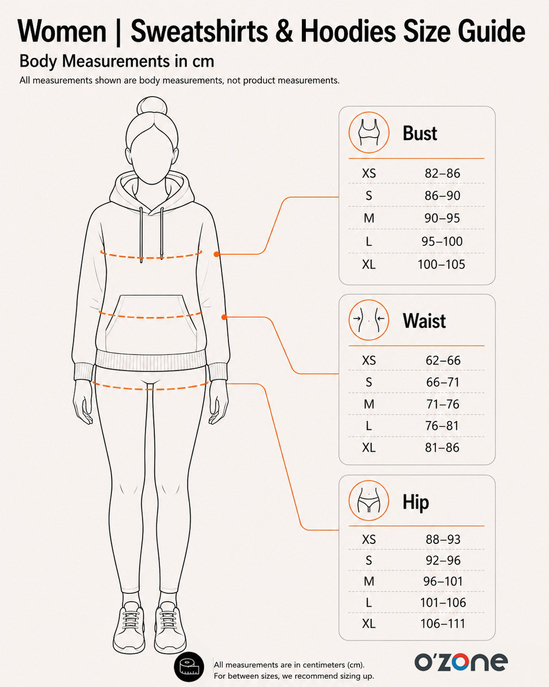 Women | Sweatshirts & Hoodies Size Guide