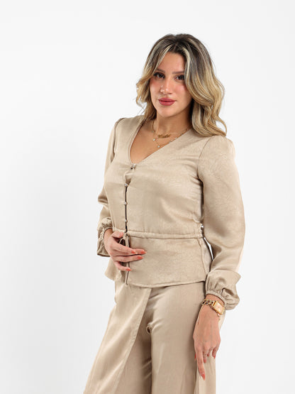 Satin Blouse With Drawstring