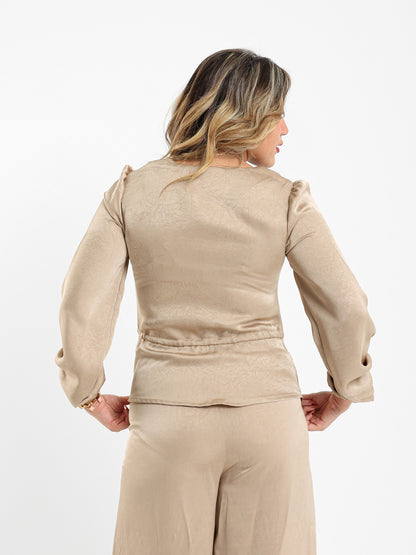 Satin Blouse With Drawstring